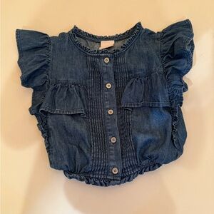 Loveshackfancy Gap blue cropped blouse top size medium 8/9